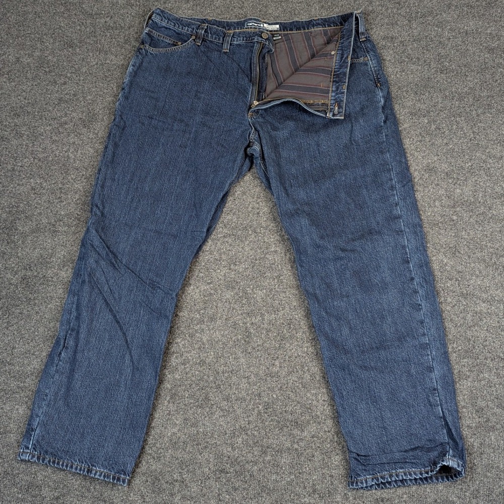 Carhartt BD4942-M Mens Relaxed Fit Flannel Lined Jeans Blue Denim 44x32 BD4942-M
